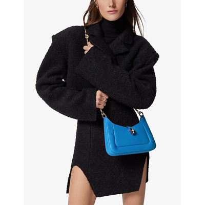 Shop Bvlgari Womens Blue Serpenti Baia Small Leather Shoulder Bag