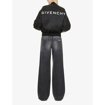 Shop Givenchy Logo-print Ribbed-collar Shell Jacket In Black