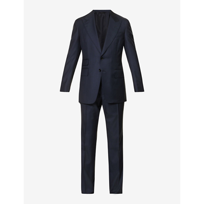 Shop Tom Ford Mens Navy Single-breasted Double-vent Shelton-fit Wool-blend Suit