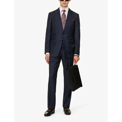 Shop Tom Ford Mens Navy Single-breasted Double-vent Shelton-fit Wool-blend Suit