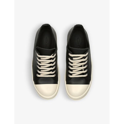 Shop Rick Owens Toe-cap Leather Low-top Trainers In Black