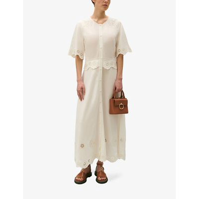 Shop Claudie Pierlot Women's Naturels Radeau Broderie-anglaise Woven Maxi Dress