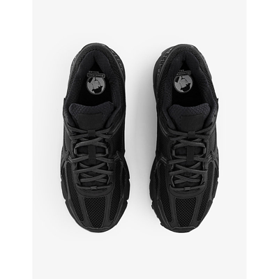 Shop Nike Mens Black Black Zoom Vomero 5 Logo-embossed Leather And Mesh Low-top Trainers