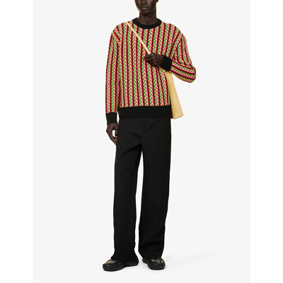 Lanvin Men Merino Wool Sweater In Green Multicolour