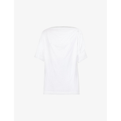 Shop Dries Van Noten Womens White Cowl-neckline Relaxed-fit Cotton T-shirt