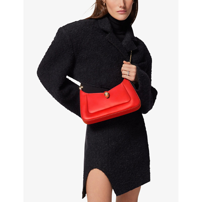 Shop Bvlgari Womens Orange Serpenti Baia Small Leather Shoulder Bag