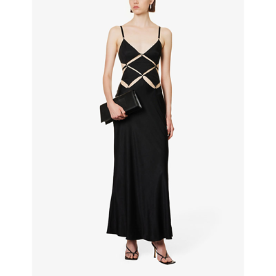Shop Bec & Bridge Womens Black Diamond Days V-neck Satin Maxi Dress