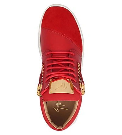 Shop Giuseppe Zanotti Zip-detail Leather Trainers In Red