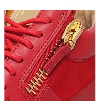 Shop Giuseppe Zanotti Zip-detail Leather Trainers In Red