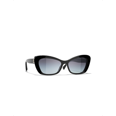 Pre-owned Chanel Womens Black Cat Eye Sunglasses