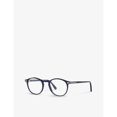 Shop Tom Ford Women's Blue Tr000557 Ft5294 Round-frame Acetate Optical Glasses