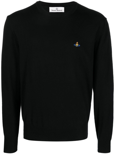 Shop Vivienne Westwood Orb Logo-embroidered Jumper In Black