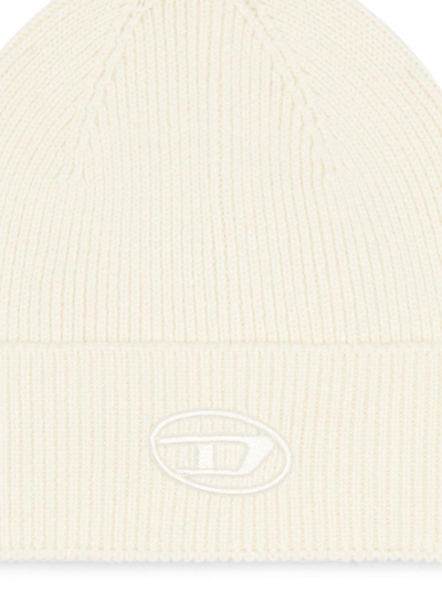 Diesel K-coder-fully B Logo Embroidered Beanie In White