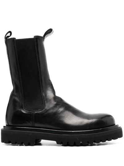 Shop Officine Creative Elasticated-panels Leather Boots In Black