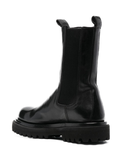 Shop Officine Creative Elasticated-panels Leather Boots In Black
