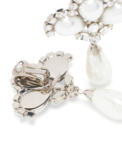 Shop Alessandra Rich Crystal-embellished Pearl Drop Earrings In Silber