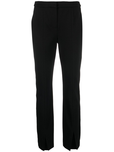 Shop Karl Lagerfeld Logo-tape Straight-leg Trousers In Black