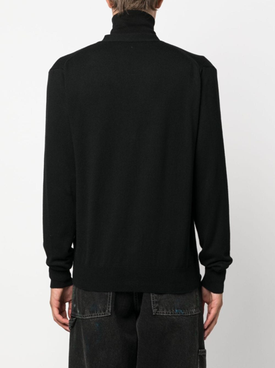Vivienne Westwood Black V Neck Cardigan With Orb Embroidery In Cotton And Cashmere In Black