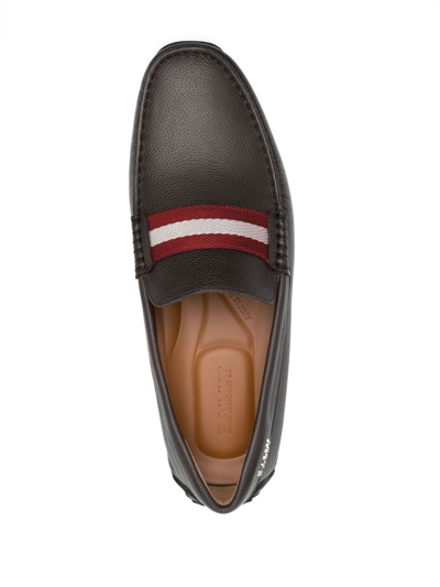 Shop Bally Logo-detail Leather Loafers In Brown