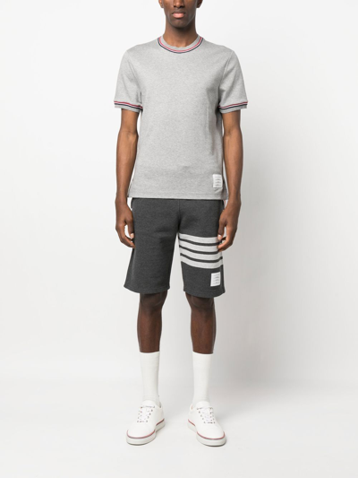 Shop Thom Browne Logo-patch Crew Neck T-shirt In Grey