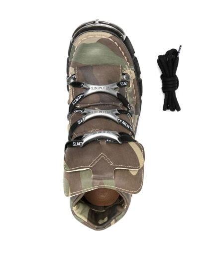 Shop Vetements X New Rock Camouflage-print Platform Sneakers In Grün