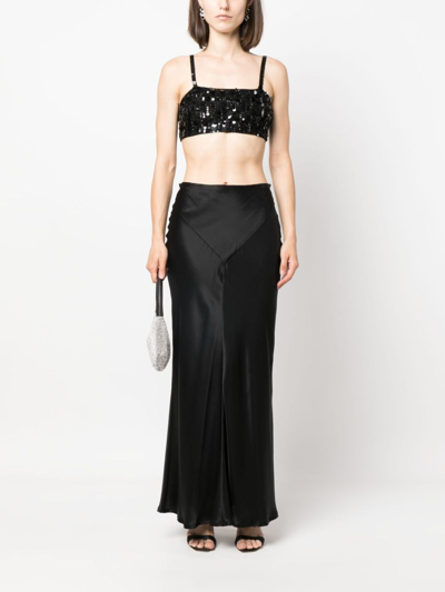 P.a.r.o.s.h Cropped Sequin Silhouette With Stretch Fit In Schwarz