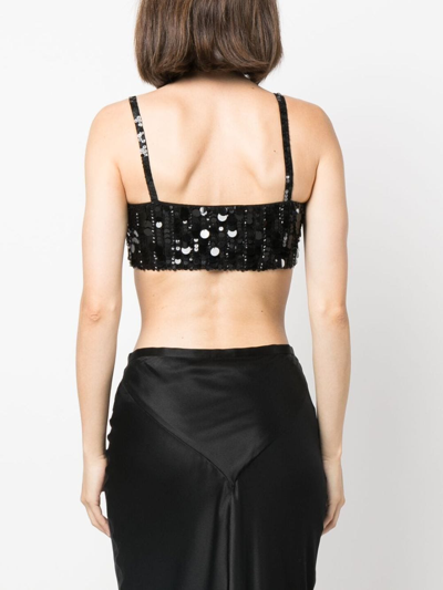 P.a.r.o.s.h Cropped Sequin Silhouette With Stretch Fit In Schwarz