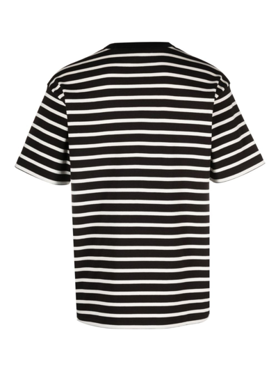 Shop Closed Striped Organic Cotton T-shirt In 100 Black White