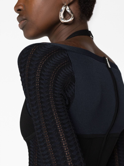 Dion Lee Snakeskin-effect Corset Minidress In Black