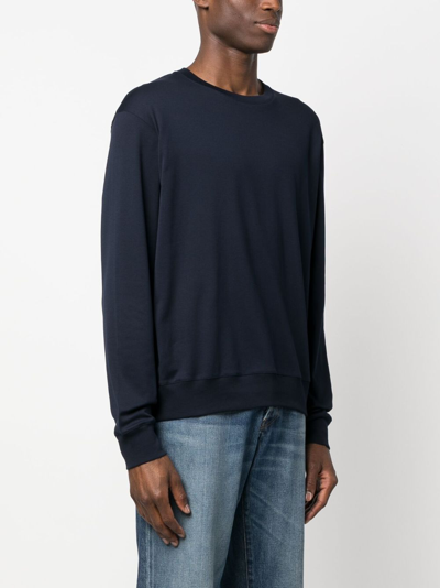 Shop Herno Round-neck Cotton Sweatshirt In Blau