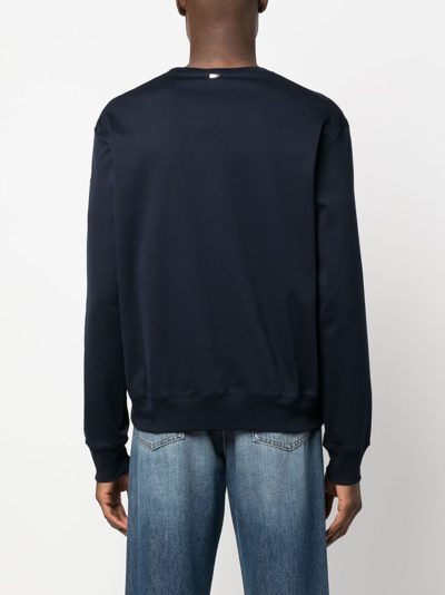 Shop Herno Round-neck Cotton Sweatshirt In Blau