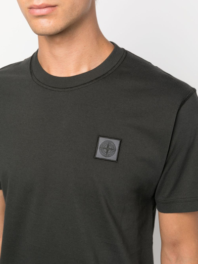 Stone Island Compass Patch Crewneck T-shirt In Grau