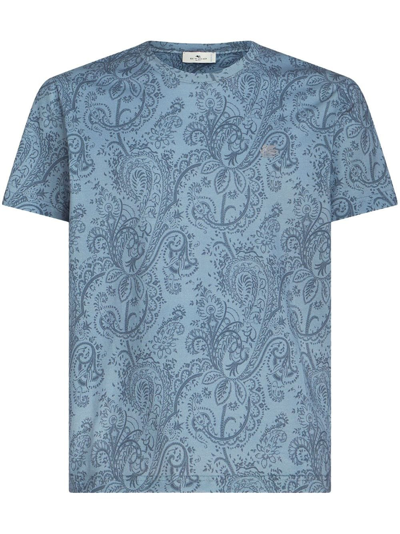 Shop Etro Paisley-print Cotton T-shirt In Blau