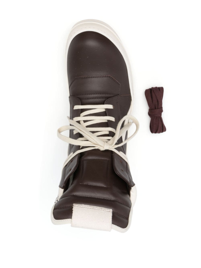 Shop Rick Owens Geobasket High-top Leather Sneakers In Brown