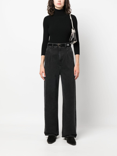 Aspesi Ribbed-knit Roll-neck Knitted Top In Schwarz