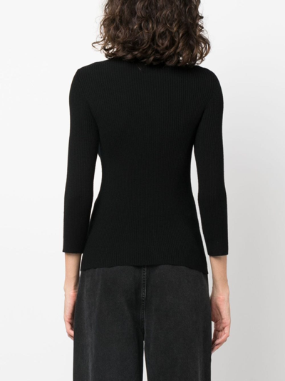 Aspesi Ribbed-knit Roll-neck Knitted Top In Schwarz