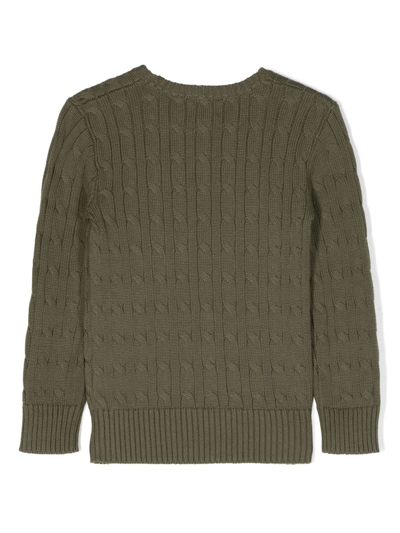 Shop Ralph Lauren Pony-motif Cable-knit Jumper In Green