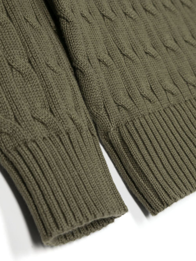 Polo Ralph Lauren Pony-motif Cable-knit Jumper In Green
