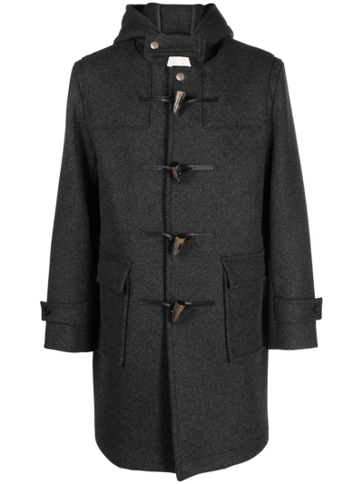 Shop Mackintosh Weir Hooded Wool Duffle Coat In Grey