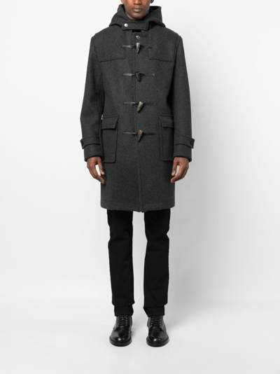 Shop Mackintosh Weir Hooded Wool Duffle Coat In Grey