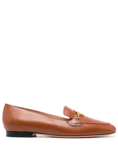 Shop Bally Obrien Embellished Leather Loafers In Braun