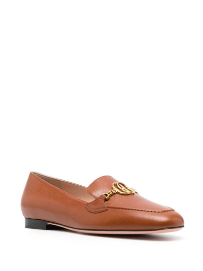 Shop Bally Obrien Embellished Leather Loafers In Braun