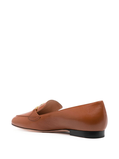 Shop Bally Obrien Embellished Leather Loafers In Braun