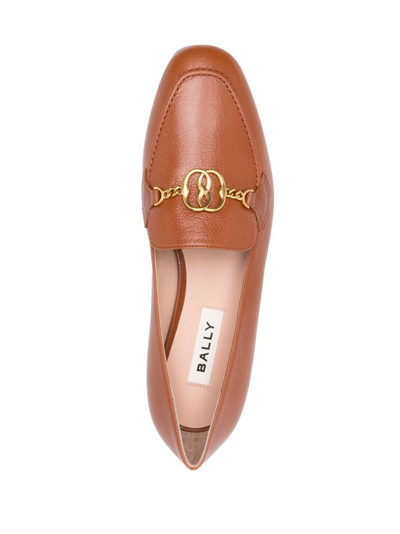 Shop Bally Obrien Embellished Leather Loafers In Braun