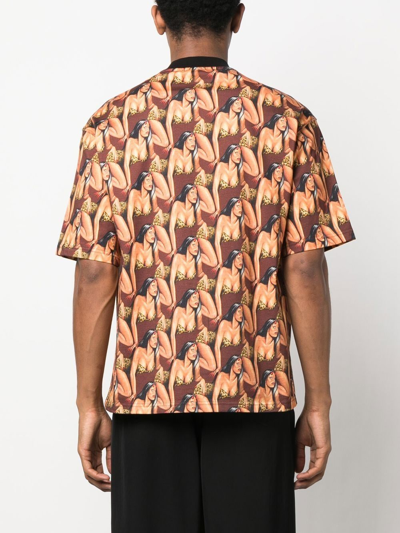 Shop Roberto Cavalli Graphic-print T-shirt In Brown