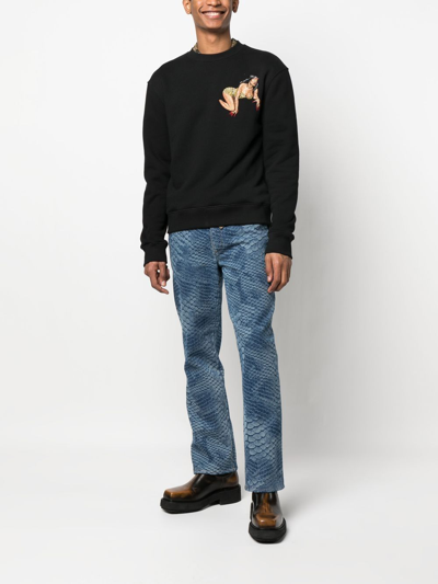 Shop Roberto Cavalli Patch-detail Cotton Sweatshirt In Black