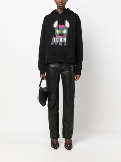 Dsquared2 Icon Hilde Cotton Hoodie In Black