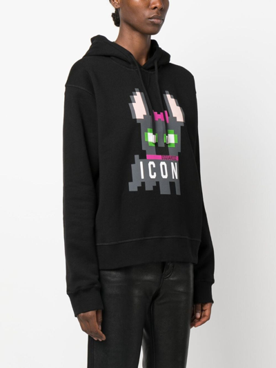 Dsquared2 Icon Hilde Cotton Hoodie In Black