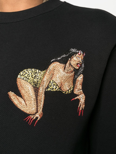 Shop Roberto Cavalli Patch-detail Cotton Sweatshirt In Black