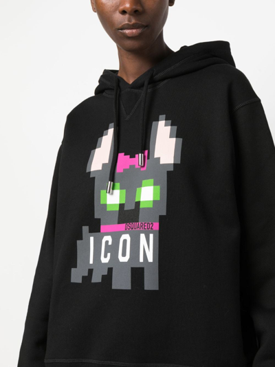 Dsquared2 Icon Hilde Cotton Hoodie In Black